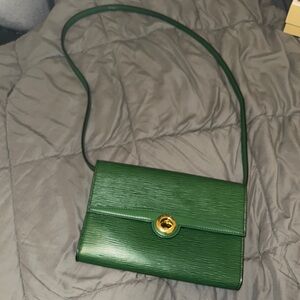 Louis Vuitton Green Crossbody Bag with Gold Clasp. Comes with COA. PRE-OWNED.